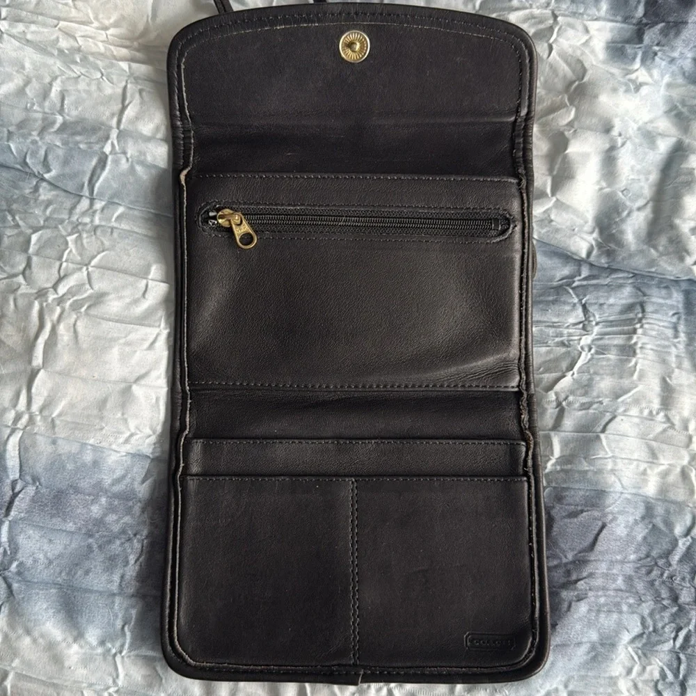 Coach Vintage Black Swing Wallet - 4843 Crossbody Leather Bag - Picture 8 of 11